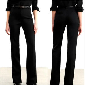 Nili Lotan 4 Corette Virgin Wool High Rise Straight Leg Pants $750 Black NWT